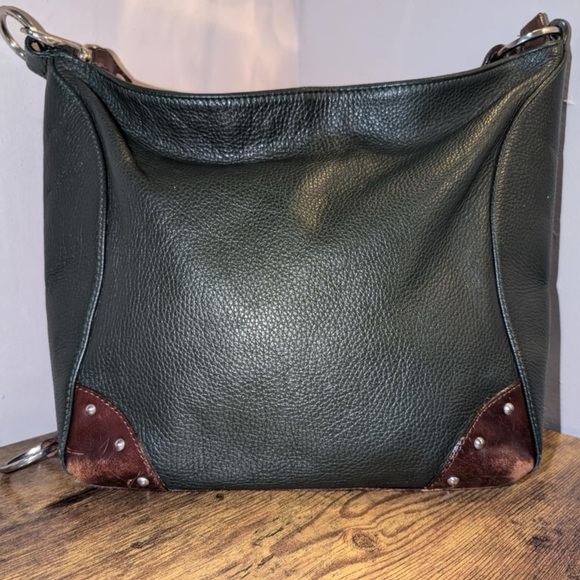 Vintage Valentina Italian leather Green/Brown with Classic Hobo Design - Picture 2 of 12